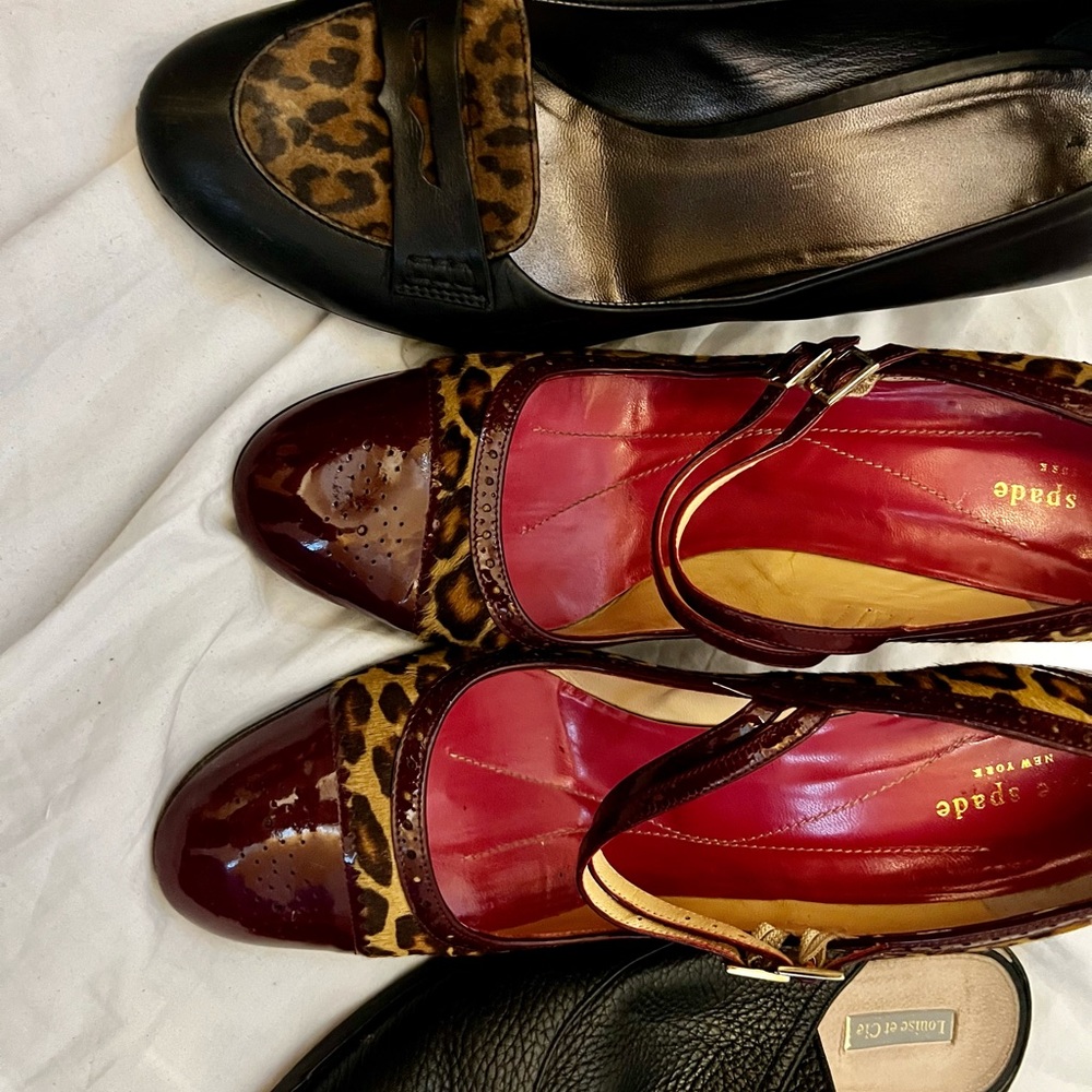Kate Spade Aquatalia Louise et Cie Leopard Red Black pumps, slide lot size 10 11